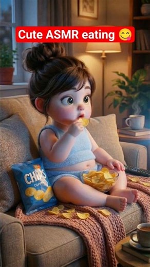 She said just ONE chip… then THIS happened 😭🍟 #Shorts #ASMR #Crunch #Cute #Food