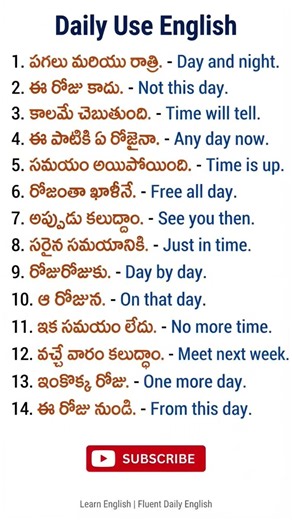 Daily Sentences about Time 🚀 ఇంగ్లీష్ నేర్చుకోండి #englishspeaking #spokenenglish