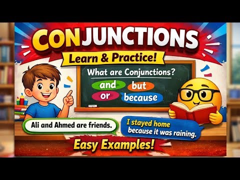 Learn Conjunctions – Parts of Speech | Easy English Grammar Examples for Kids & Beginners