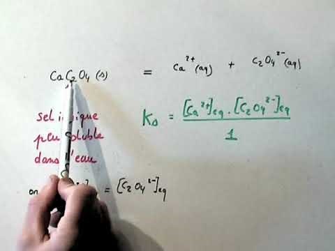 Chimie en solution aqueuse : oxalate de calcium et produit de solubilité.