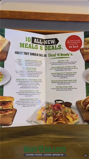 🍀CHECK OUT OUR ALL NEW 10 MEALS 10 DEALS! -In our new value line up, try one of the 10 NEW menu items starting at $10.99! 👍Now for a limited time only! | Beef 'O' Bradys Apollo Beach