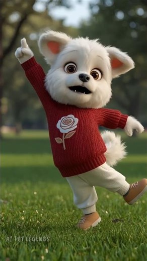 Stylish Puppy in Red Floral Sweater 💐 Cutest Dance in the Garden!