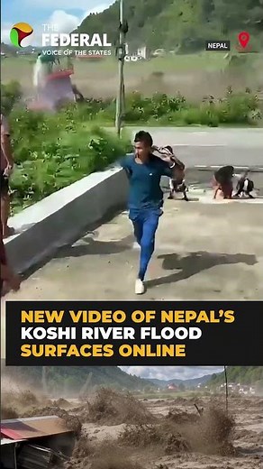 Nepal flood video shows narrow escape of mother children | #shorts