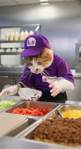 Cat Working at Taco Bell Loses It Over Cracked Shell