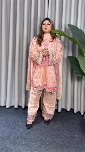 64K views · 950 reactions | Ethnc inspired 3pcs set Price 2450/- Sizes 36,38,40,42,44,46” Material: rayon silk with digital prints, embroidered panel work from sleeves till daman. Box cut dress with patiyali pant and jacquard silk dupatta. Length 36” Sleeves 22” Pant length 39” To order inbox us!! | Ahlaam | Facebook