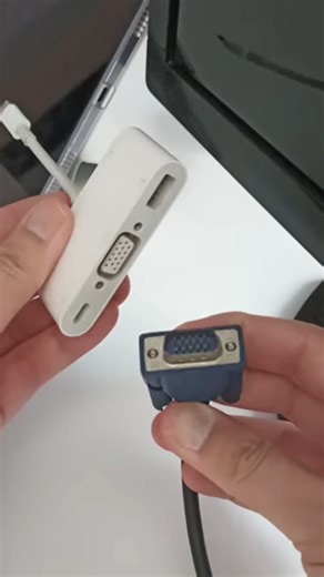 Plug the VGA monitor cable into USB-C multi adapter on Apple iPad for external display #shorts