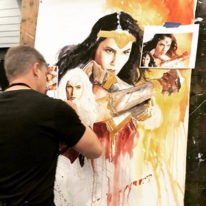 9.9K views · 633 reactions | Incredible! Rob Prior knocks out a new Wonder Woman painting at #FFPortland | Fan Fest Online | Facebook