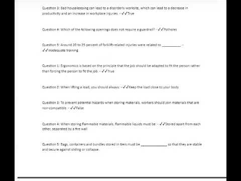 OSHA 10 - Material Handling Quiz | 100% Correct Answers | Verified | Latest 2026/2027 Version