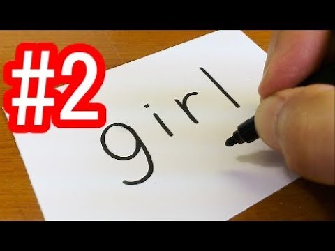 Very Easy ! How to turn words GIRL into a Cartoon #2 - Drawing doodle art on paper