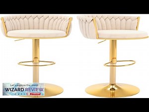 Gold Bar Stools Set of 2 Modern Adjustable Bar Height Barstools Velvet Review