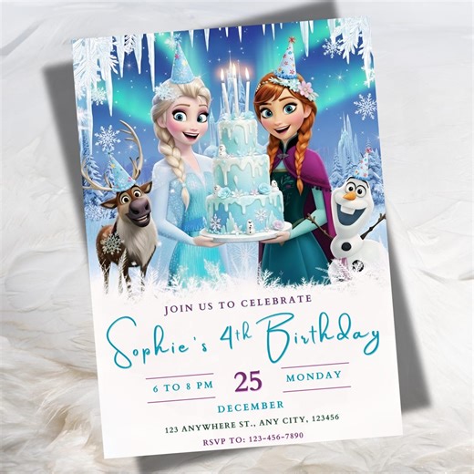 Frozen Birthday Invitation Editable Frozen Birthday Party Elsa & Anna Party Invitation Girl Frozen Birthday Invite Theme, Digital Download - Etsy New Zealand