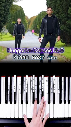Hungarian Dances No5 🎻 Easy Piano Tutorial with 16 Keys 🎹