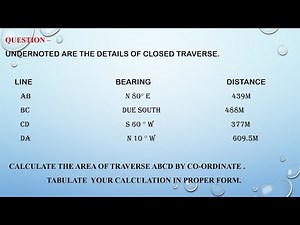 Calculation of Area Of Traverse /Polygon by Co-ordinates ||Rectangular Coordinate System || MS