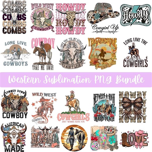 Retro Western PNG Bundle, Cowboy Cowgirl Sublimation Designs (digital Download) - Etsy
