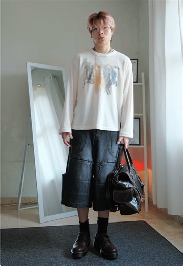 waffle textures never miss. #wafflelongsleeve #waffletshirt #outfitinspo #boxytee #fitcheck @HUMAN NEEDS WEAR