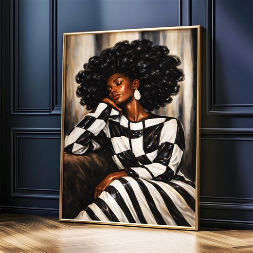 Abstract African Black Woman Art Print, Afro Fashion Minimalist Portrait, Black Girl Wall Art, Afrocentric Black Art Print Digital Download - Etsy