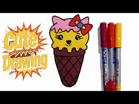 Super Cute Ice Cream Cat Drawing 🍦🐱 | Satisfying Coloring Art