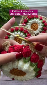 Crochet Springtime Bouquet Granny Square (Original) Pattern by Mushyy. Written Pattern Available.on Etsy Shop - MushyyStore. https://mushyystore.etsy.com/listing/1684557047. #crochet #grannysquare #springtime #crochetaddict #crochetpattern #crochetinspiration | Mushyy_1