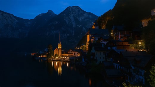 Hallstatt, Austria – Serene Evening Walk Through a UNESCO Alpine Village (4K)