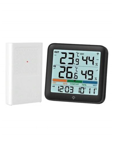 Weather Station With Outdoor Sensor Temperature Humidity Meter LCD Digital Thermometer Hygrometer Outdoor Temperature And Humidity With Time Calendar Backlight Function For Homes, Rooms, Bedrooms, Glass Boxes, Incubators, Greenhouses With 4pcs Batteries | SHEIN