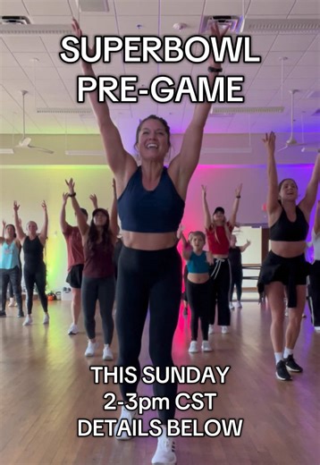 Come pregame with me 🙌🏼 Keep reading! So excited to be with everyone THIS Sunday. Super Bowl Sunday. February 8th. Fort Worth, Tx. 2-3pm CST. FREE admission. We are in the Ballroom at CERA (Bryant Irvin Rd.) YouTube LIVE link will be posted Saturday on my Instagram page - LaceUpCardioDance All classes and strength training workouts are posted at Somble.com/LaceUpFitness #dance #cardio #fitness #worship #fyp