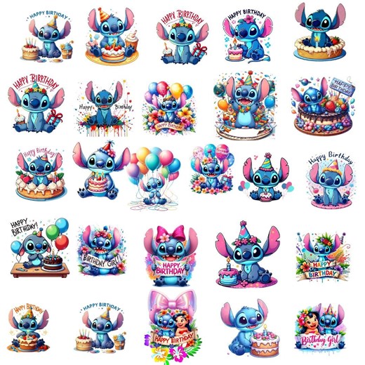 Stitch Birthday PNG Bundle, Cartoon Alien Party Clipart (digital Download) - Etsy