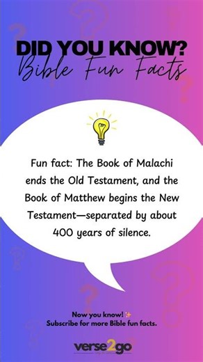 Bible Fun Fact #44: From Old to New Testament — 400 Years Apart ⏳
