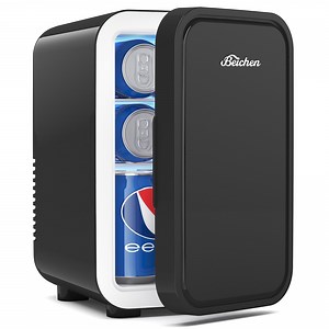 BEICHEN Mini Fridge, 6 Liter/8 Can Small Fridge, AC/DC Portable Skincare Fridge, Cooler and Warmer Refrigerators for Bedroom, Skincare, Beverage, Office, Dorm, Car, Black