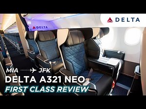 BEST DOMESTIC FIRST CLASS IN USA!? Delta A321 NEO Miami MIA - New York JFK Review [4K60]