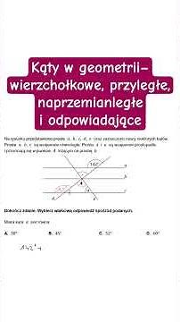 Kąty w geometrii – wierzchołkowe, przyległe, naprzemianległe i odpowiadające #kąty #matematyka #dc