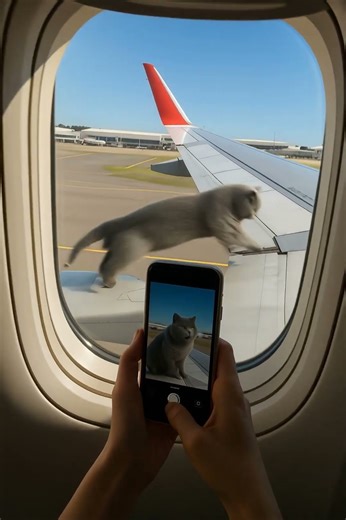 😱 OMG! A Cat Hanging on an Airplane Wing in Danger! #asmr #cat