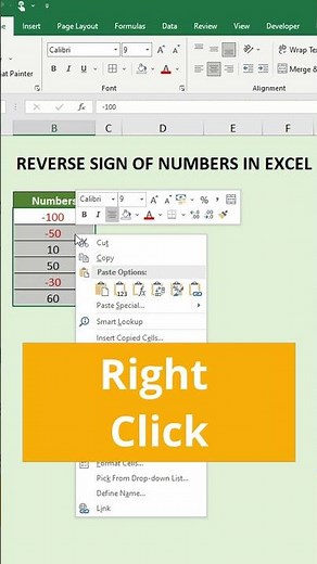 3 Ways to Reverse the Sign of Numbers in Excel #shorts