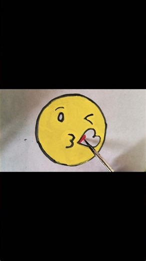Easy emoji painting 😘🎨 // #shortsdrawing #emoji #emojiart