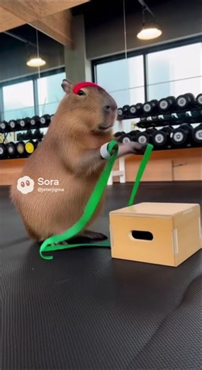 this capybara is trying to get in shape 😂🫱