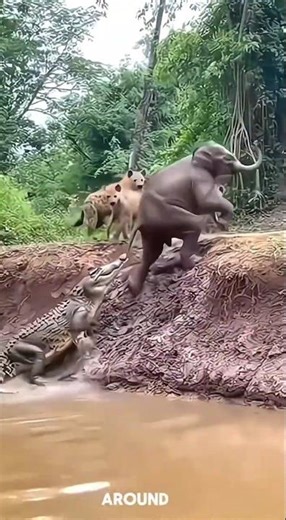 Elephant vs Crocodile: A Mother’s Moment #shorts