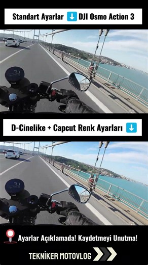 🏍️ Motovlog İçin DJI Action 3 Canlı Renk Ayarı! (D-Cinelike) #djiaction3 #motovlog #pilder250