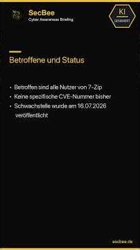 7-Zip Sicherheitslücke mit Codeausführungsrisiko