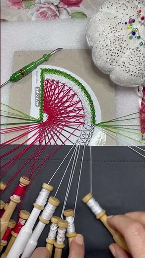 🍉😍🫶🏻 New and versatile bobbin lace pattern! 🥝 🍊 #bobbinlace #asmr #lacemaking #watermelon #art
