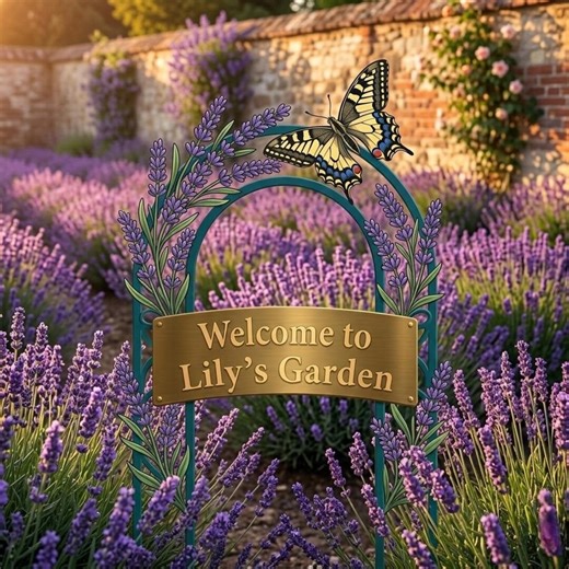 Personalized Lavender Metal Garden Sign, Custom Welcome Plaque, Butterfly Outdoor Decor, Lily's Garden Gift for Her - Etsy