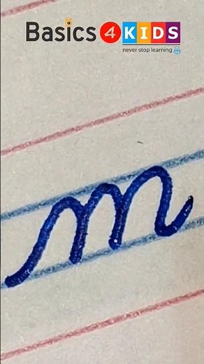 cursive small letter m | small cursive letter m | small letter m in cursive handwriting @Basics4Kids