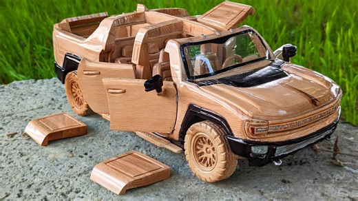 Wood Carving - Electra Car Hummer EV! 🤩 #woodworking #automotive | Awesome Woodcraft