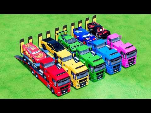 McQueen Of Color in Action! Loaded Onto Flatbed TruckS | FS22 MACK MAN SCANIA VOLVO MERCEDEZ BENZ