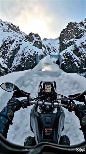 Crossing a Frozen Arctic Lake on a Motorcycle #extremeriding #cliffroad #dangerousroads