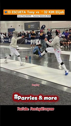 Semi-Final DIV1MS 🔹13 ESCUETA Tony vs 🔸32 KIM Elijah #sports #fencing #saber #highlights #esgrima