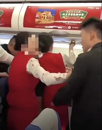 Shock moment crazed passenger ‘BITES’ flight attendant during meltdown