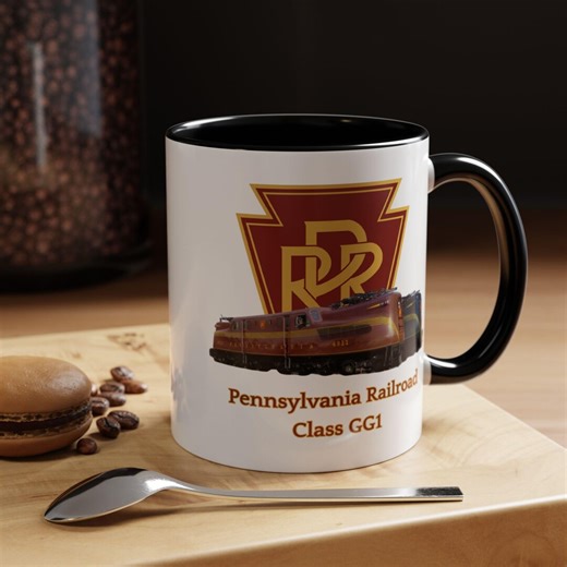 Pennsylvania Railroad Class GG1 Electric Locomotive & Logo Mug | Vintage PRR Train Coffee Mug - Etsy