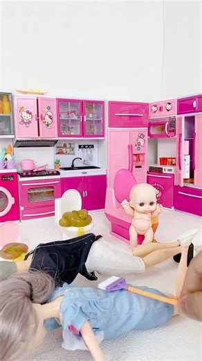 Satisfying with unboxing barbie doll and pink toilet #doll #barbiedoll #barbiedoll