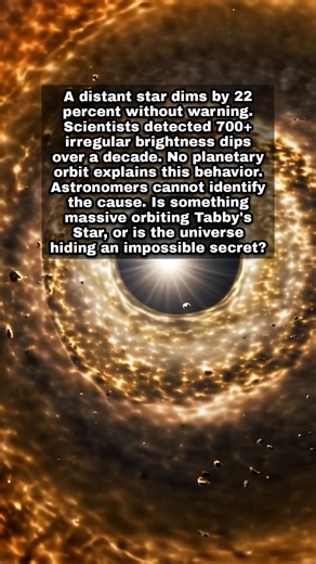 A distant star dims by 22 percent without warning. Scientists detected 700 irregular brightness dips over a decade. No planetary orbit explains this behavior. Astronomers cannot identify the cause. Is something massive orbiting Tabby's Star, or is the universe hiding an impossible secret? 🚀✨ Explore Tabby's Star—astronomy's greatest unsolved mystery! #TabbyStar #AstronomyMystery #SpaceScience #CosmicMysteries #Astronomy #SpaceExploration #NASA #SETI #DysonSphere #AlienMegastructure #UnsolvedMys