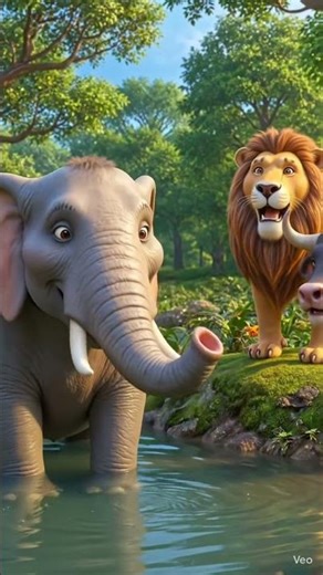 Friendship of Elephant, Lion, and Bull #aivideo #aishorts #trending #viral #viralshorts #ai