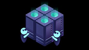 Download Isometric futuristic server animation. Isometric database or data center. Abstract blockchain. Cloud storage. Computer storage. Transparent background with alpha channel. for free